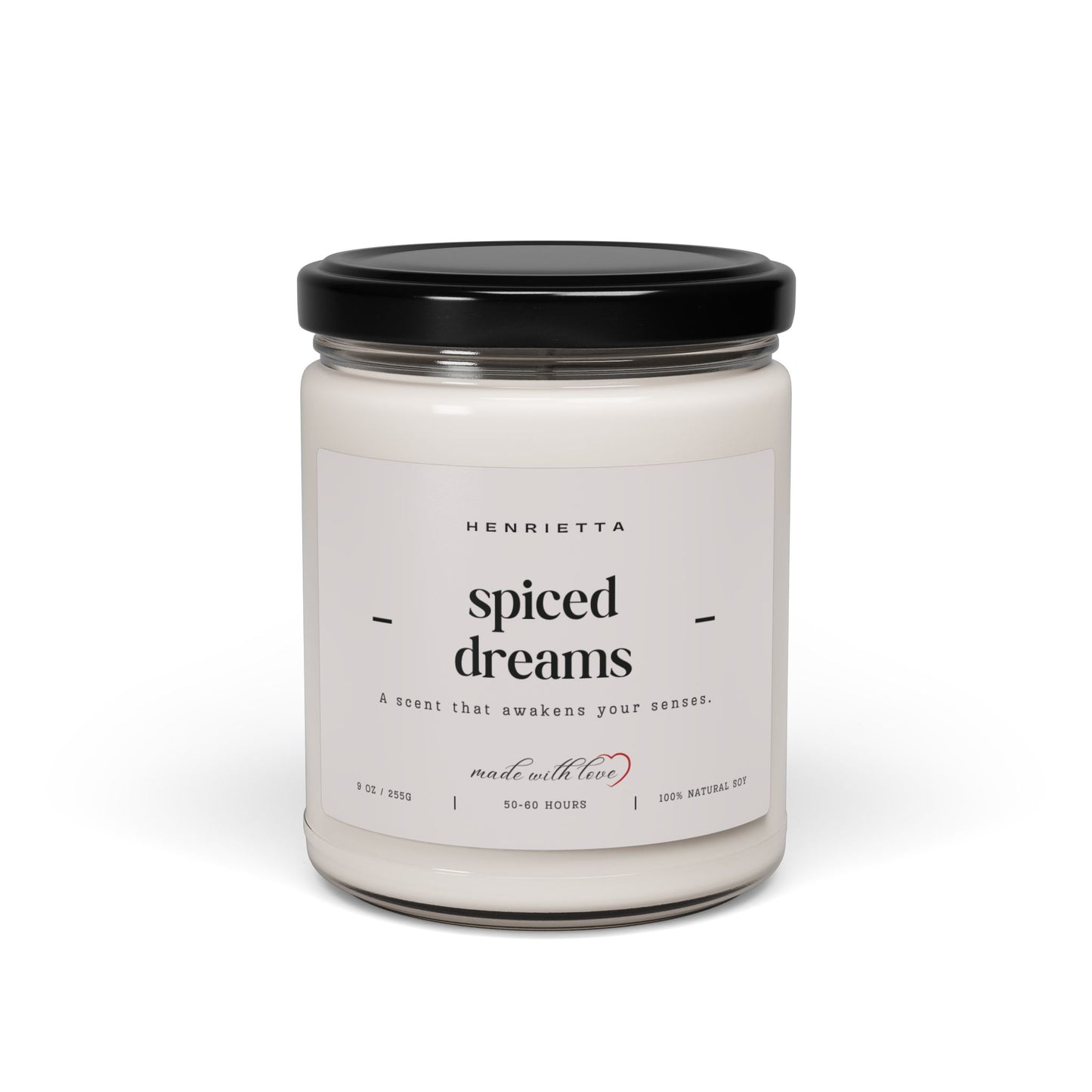 Spiced Dreams Scented 9oz. Soy Candle, Eco-Friendly Aromatherapy, Relaxing Home Decor, Perfect for Gifting, Spa & Self-Care