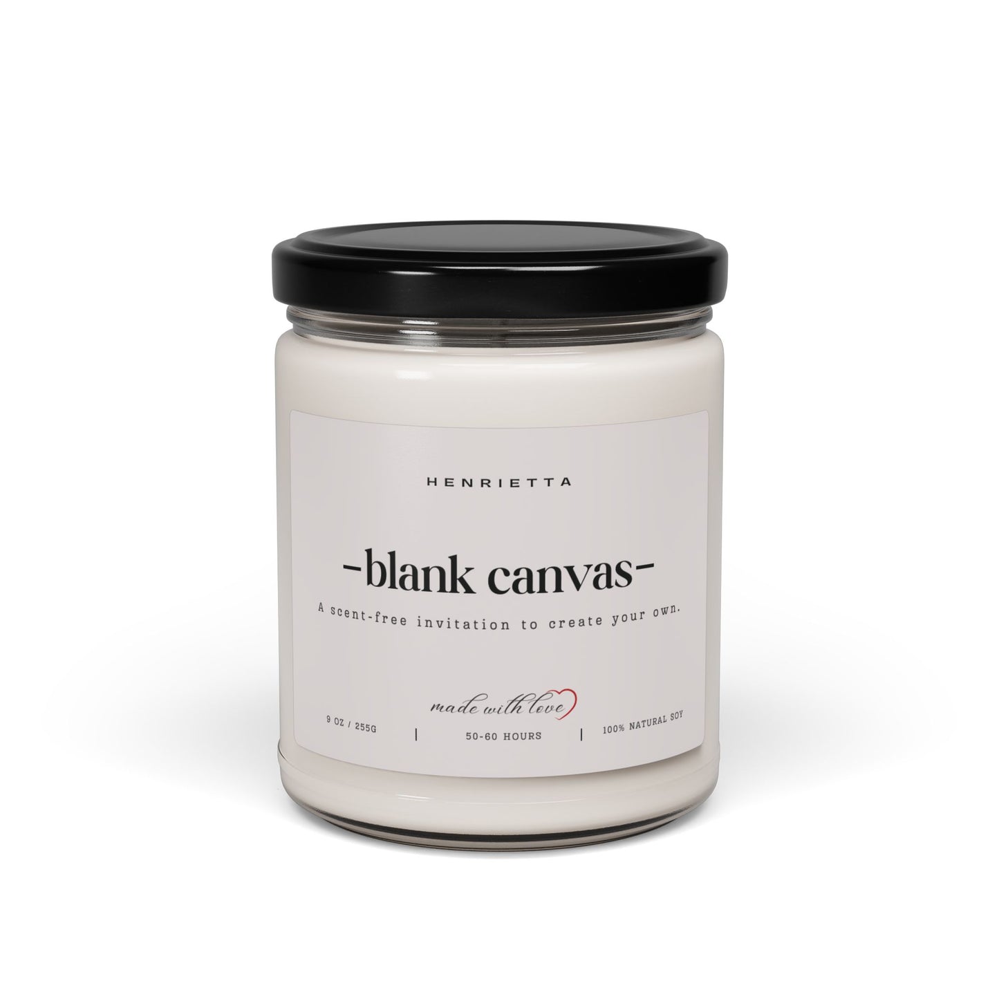 Blank Canvas Scented 9oz. Soy Candle, Eco-Friendly Aromatherapy, Relaxing Home Decor, Perfect for Gifting, Spa & Self-Care