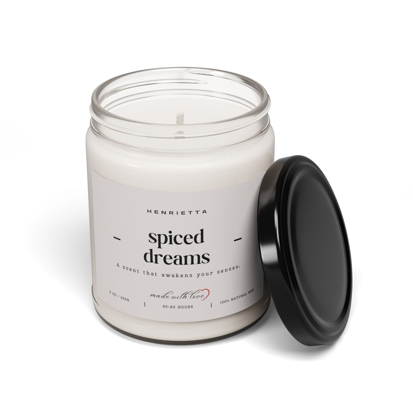 Spiced Dreams Scented 9oz. Soy Candle, Eco-Friendly Aromatherapy, Relaxing Home Decor, Perfect for Gifting, Spa & Self-Care