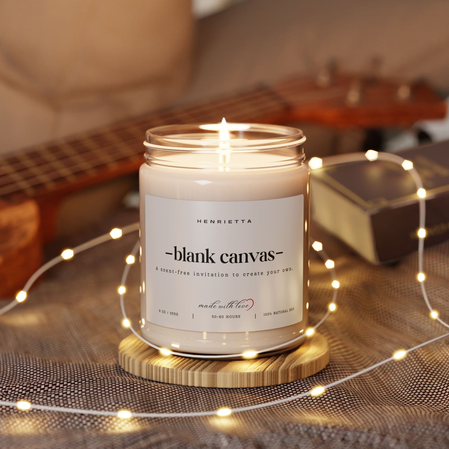 Blank Canvas Scented 9oz. Soy Candle, Eco-Friendly Aromatherapy, Relaxing Home Decor, Perfect for Gifting, Spa & Self-Care